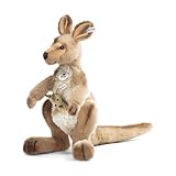 Steiff Kuscheltier Kango Känguru mit Baby, Süßes Stofftier mit Kunststoffaugen, Kinder, Jungen & Mädchen, Plüschtier 40 cm, Beige, 064623