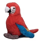 Inware 7496 - Kuscheltier Papagei Peter, rot, 20 cm, Schmusetier, Plüschtier