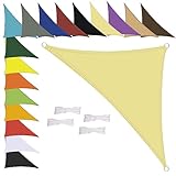 MENGH Sonnensegel Wasserdicht Dreieck, wetterbeständig, Premium Polyester, Viele Längen und Breiten Zur Auswahl inkl Befestigungsseile, 1.6x1.6x1.6m Beige