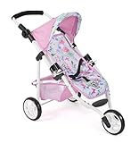 Bayer Chic 2000 - Puppenbuggy Lola, Jogging-Buggy, Puppenjogger, Puppenwagen, Flowers, 612-53, Flowers, Rosa, 70 x 33 x 62 cm