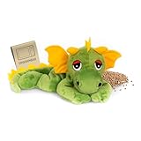 Habibi Plush Wärmekissen/Stofftier f. Kinder und Erwachsene – 1814 Glücksdrache grün mit Hirsefüllung, Wärmekuscheltier zum Erwärmen in der Mikrowelle/Backofen, ideal auch für Babys