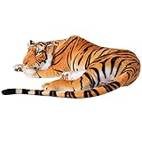 TE-Trend XXL Plüschtiger 80cm - Riesenkuscheltier im realistischen Design - weiche Plüsch-Raubkatze - Kuscheltiger - Stofftier Tiger für Kinder und Erwachsene, perfekt zum Kuscheln & als Geschenk