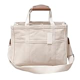 Bimhayuu Canvas Tote Bag mit mehreren Taschen Baby-Wickeltasche Tote Handtasche Multitalent Organizer Casual Shoulder Crossbody Bag mit Fächern für Mama und Papa (Beige)