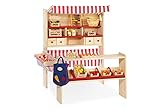 Pinolino Marktstand Lucy, massives Holz, besonders standfest, Tresen rechts oder links montierbar, für Kinder ab 2 J., rot