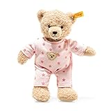STEIFF Teddy and Me Teddybär Mädchen Baby mit Schlafanzug - 25 cm - Teddybär mit rosa - Kuscheltier für Babys - weich & waschbar - beige/rosa (241659)