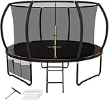 Devoko Trampolin Outdoor Ø 228/305/366/427 cm GS Zertifiziert Kindertrampolin Gartentrampolin mit Sicherheitsnetz, Leiter & Fäustling, Kürbis-Design, bis 150 kg