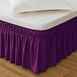 MEILA Vollbettrock, Wickelbett mit Rüschen für volle Betten mit 45,7 cm Länge, elastische Staub-Rüschen, einfache Passform, knitter- und lichtbeständig, Violett