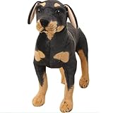 champracer Simuliertes Tier Hund Plüschtier lebensechter Rottweiler-Welpe Plüsch Stoffhund Plush Toy Stehend Schwarzer Hund Stofftier Spielzeug Geschenke für Jungen Mädchen (27cm)