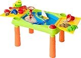 myToys ORIGINALS Spieltisch Sand & Wasser, 11 -teiliges Spielset für Sandfans, mit Wasserrad, kleinem Boot, Förmchen und Kännchen, Outdoor Spieltisch