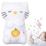 Schlummer Kuscheltier mit Herzschlag,Schlummer Katze Kuscheltier,Einschlafhilfe Babys,Otter Kuscheltier mit Atembewegung und Musik,Katze Niedlich Plüschfigur,Geschenk für Jungen Mädchen Kinder Baby