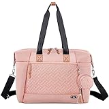 Dikaslon Wickeltasche mit Schnullertasche und Wickelunterlage, Große Reisewindeltasche für Mama und Papa, Multifunktions-Babytasche für Jungen und Mädchen, Rosa