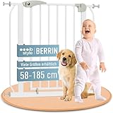 IB STYLE Treppenschutzgitter für Babys Berrin - Türschutzgitter, Hundegitter zum Klemmen, Verriegelt automatisch, Ohne Bohren, Weiß, 58-66 cm