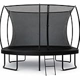Zero Gravity Trampolin Outdoor oval, TÜV GS geprüft, Komplettset inkl. Leiter, Aufbauvideo, Outdoor Trampolin für Kinder & Erwachsene mit innenliegendem Sicherheitsnetz (Schwarz, 366x244cm)