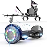 Hoverboards mit Hoverkart, 6,5' Self Balance Scooter für Kinder Jügen Erwachsene, Hoverboards mit Sitz, 4Ah Batterie, Skateboard mit Bluetooth& LED, Geschenk für Kinder Erwachsene