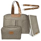 HEKOBAG Wickeltasche Große Babytaschen für Mama und Papa Wickeltasche mit Schnullertasche und Wickelunterlage Babytasche Reisewindeltasche Shopper Tasche Tote Bag für alle Babyzubehörteile (Braun)