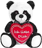 Brubaker Panda Plüschbär mit Herz Rot - Ich Liebe Dich - 25 cm - Pandabär Kuscheltier - Teddybär Plüschteddy Schmusetier - Stofftier Schwarz Weiß