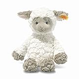 Steiff Lita Lamm weiß-braungrau 30 cm, Soft Cuddly Friends, weiches Stofftier Schaf, strukturiertes Plüschfell, Kuscheltier für Jungen, Mädchen & Babys ab 0 Monaten