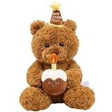 TeddybäR, Teddy Bear, Teddy PlüSchtier, 32cm Stofftier Teddy, TeddybäR Mit Kuchen Und Hat, PlüSch-BäR, PlüSchteddy Schmusetier PlüSchtier, üR MäDchen Jungen Kinder Partei Weihnachten Geburtstag