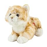 Teddys Rothenburg Kuscheltier Katze mit Stimme 30 cm (mit Schwanz) liegend rot/weiß getigert Plüschkatze by Uni-Toys