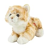 Teddys Rothenburg Kuscheltier Katze mit Stimme 30 cm (mit Schwanz) liegend rot/weiß getigert Plüschkatze by Uni-Toys