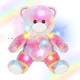 Teddybär Plüschtiere,Bunte Leuchtende LED-Kuscheltier,Cute Kawaii-Plüschtier,Geschenke für Kinder,Mädchen Valentinstag,Geburtstag,Weihnachten-Regenbogen