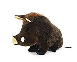 Stofftier Plüsch Wildschwein Figur ca. 55 cm XL Farbe dunkelbraun mit hellbrauner Mähne sitzend Plüschtier Kuscheltier Jagd Trophäe Deko Wildschweinfigur Wildschweine Stofftiere Plüschtiere Spielzeug