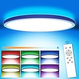 MILFECH 24W LED Deckenleuchte Dimmbar mit Fernbedienung, LED Deckenlampe RGB Farbwechsel Dimmbar 3200LM IP54 Rund Deckenlampe für Schlafzimmer Kinderzimmer Küche Wohnzimmer, 3000K-6000K