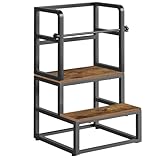 HOOBRO Lernturm für Kinder, 2-stufiger Stehturm für Kinder mit Sicherheitsschiene, Kinderküchen Tritthocker, Tritthocker-Helfer für Küche, Esszimmer, Badezimmer, Vintagebraun und Schwarz EBF02JD01