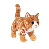 Teddy Hermann 90682 Katze 20 cm, Kuscheltier, Plüschtier, rot getigert mit recycelter Füllung