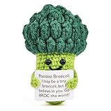 ZADEICK Pocket Hug Positive Brokkoli Häkel Brokkoli, Kreative Geschenke für Frauen mit Ermutigungskarte Emotionalen Gemüse Positive Potato Brokkoli für Geburtstag, Party, Zuhause, Büro, Dekoration