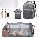 YUDOXN Wickeltaschen-Rucksack, Baby-Wickeltaschen, Muttertagsgeschenke, multifunktionaler wasserdichter Reise-Windelrucksack für Babys, Jungen und Mädchen, mit tragbarer Windelunterlage(rosa)…(gris)