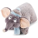 NICI 47295 Kuscheltierkissen Elefant 40x30cm – 2 in 1: Kuscheltier & Kuschelkissen für Mädchen, Jungen & Babys Plüschtier-Kissen in einem, grau/blau, 40 x 30 cm, 1 Stück (1er Pack)