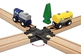 Locorico - Drehbare 4-Wege-Kreuzung für Holzeisenbahn kompatibel mit Brio