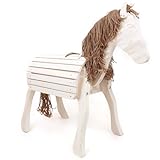 Weißes Voltigierpferd M | Kleiner Onkel | Outdoor-Holzpferd | Gartenpferd | Spielpferd 7033 | Stockmaß 60 cm