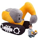 GYHWOFUL Süßes Bagger Kuscheltier für Kinder – 26x23cm Plüsch Bagger Spielzeug mit realistischem Design, weiches Stofftier Baggers kleine Baufans, Plüsch Baufahrzeug