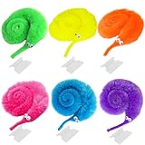 Cuackamily 6 Stück Wurm Spielzeug, Fuzzy Wurm Spielzeug, Magic Twisty Fuzzy Worm Wackeln Moving Sea Horse Interaktives Katzenspielzeug für Kinderparty-Füllartikel Geburtstagsgeschenk (Farben Zufällig)