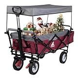 WOLTU Bollerwagen faltbar Handwagen Gartenwagen mit Dach, Rollen mit Bremse, Strandwagen mit Sonnenschutz, für den Garten Camping Kinder, 80 kg belastbar, Fuschia, TW008fsg