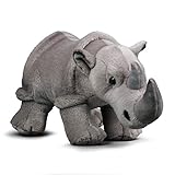 Tobar Animigos Plüschtier Nashorn, Stofftier im realistischen Design, kuschelig weich, ca. 33 cm groß, Grau
