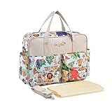 SONARIN Stilvolle Große Kapazität Baby Wickeltasche,Wasserdicht Tragbare Reise Wickeltasche Umhängetasche Tragetasche Henkeltaschen Babytasche mit Schultergurte & Wickelunterlage(Tiere)