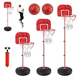 Basketballkorb Kinder, Basketball Korb mit Ständer, Basketballständer Höhenverstellbarer 60-150cm, Mini Basketballkorb mit 2 Ball & Pumpe für Indoor Outdoor, Basketball Spielzeug
