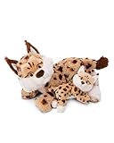 NICI Wild Friends Kuscheltier Luchs Mutter 40 cm & Kind 20 cm - Niedliche Stofftiere zum Kuscheln, Spielen und Liebhaben, Nachhaltig produzierte Plüschtiere - 49812