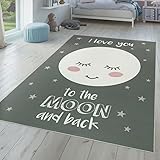 TT Home Kinderteppich Teppich Kinderzimmer Junge Mädchen Spielteppich Baby Modern, Farbe: Grau, Größe:80x150 cm