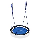 Relaxdays Nestschaukel, runde Hängeschaukel, für Kinder & Erwachsene, verstellbar, draußen, Ø: 80 cm, bis 100 kg, blau