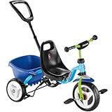PUKY CEETY | Komfortables und sicheres Dreirad | Teleskop-Schiebestange | für Kinder ab 2 Jahren | mit Lenkerpolster | Blau-Kiwi