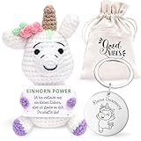 LOViLEE Einhorn Elfi - Glücksksbringer inkl. Geschenkbeutel & Schlüsselanhänger - Einhorn Geschenke für Mädchen, Positive Kartoffel, Mutmacher Geschenk, Du schaffst das Geschenk, Pocket Hug