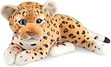 BRUBAKER Leopard Kuscheltier - 30 cm Stofftier - Baby Plüschtier Raubkatze Liegend - Kinder Plüsch Spielzeug - Braun