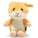 Steiff Soft Cuddly Friends Happy Hamster - 14 cm - Kuscheltier für Kinder - weich & waschbar - goldgelb/weiß (073816)