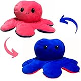 Toyfun Oktopus Plüschtier - Stimmungs-Kuscheltier zum wenden - in 3 Größen - Geschenk für Kinder und Erwachsene - Reversible Mood Octopus