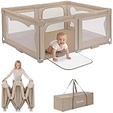 Lionelo Kinderlaufgitter 150 x 180 x 75 cm Florence Easy Fold, atmungsaktives Netz, sicher, tragbar, einfach zusammenklappbar, 2 Eingänge mit Reißverschluss, Reisetasche