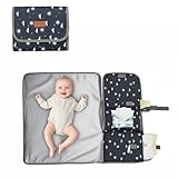 Cozary Wickelunterlage, Wickelunterlage Unterwegs, Kompakte Faltbar Abnehmbarer Baby Windeltasche mit 3 Fächern, Wickel Organizer Unterwegs mit Tuchspender für Baby 0-5M